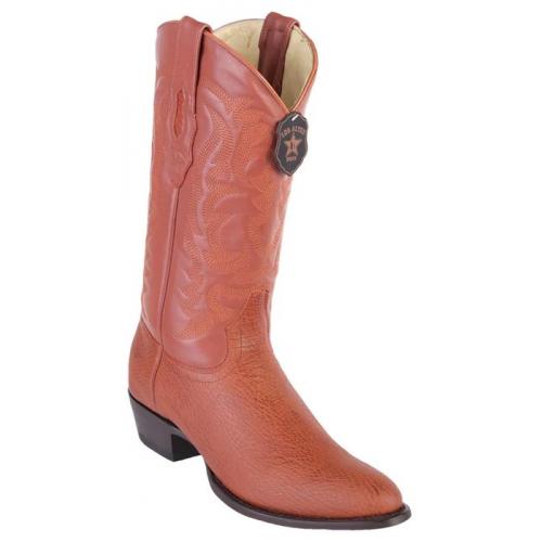 Los Altos Cognac Genuine Sharkskin Round Toe Cowboy Boots 659303