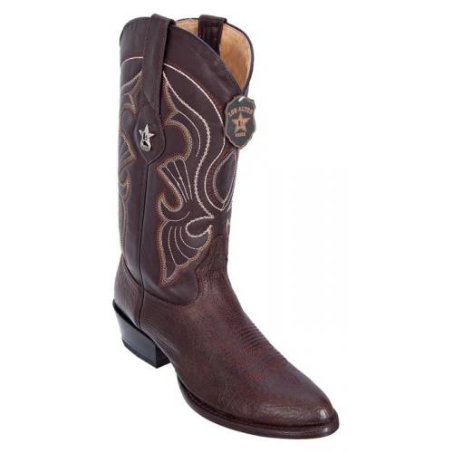 Los Altos Brown Genuine Bull Shoulder Round Toe Cowboy Boots 653107