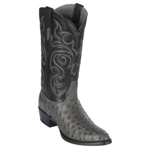 Los Altos Gray Full Quill Ostrich Round Toe Cowboy Boots 650309