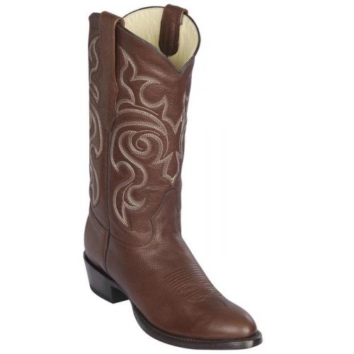 Los Altos Brown Genuine Grisly Leather Round Roper Toe Cowboy Boots 652707