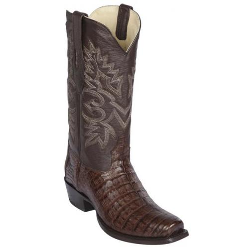 Los Altos Brown Genuine Caiman Belly Medium Square Toe Cowboy Boots 588207