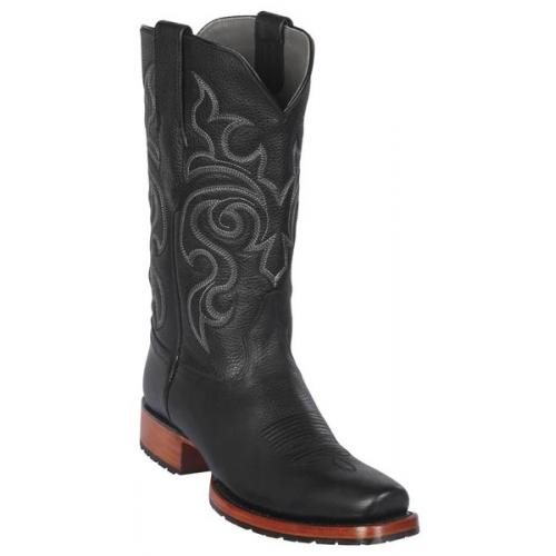 Los Altos Black Genuine Premium Rage Leather 7X Toe Cowboy Boots 58T2705