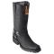 Los Altos Black Genuine Ostrich Leg Motorcycle Square Toe Cowboy Boots 55TG0505
