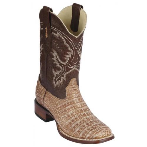 Los Altos Sahara Oryx GenuineCaiman Belly Leather Wide Square Toe Cowboy Boots 8228232