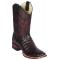 Los Altos Black Cherry Genuine Caiman Belly Leather Wide Square Toe Cowboy Boots 8228218