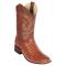 Los Altos Cognac Genuine Caiman Belly Leather Wide Square Toe Cowboy Boots 8228203