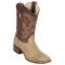 Los Altos Honey Genuine Caiman Belly Leather Wide Square Toe Cowboy Boots 822G8251