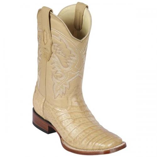 Los Altos Oryx Genuine Caiman Belly Leather Wide Square Toe Cowboy Boots 8228211