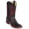 Los Altos Black Cherry Genuine Caiman Hornback Leather Wide Square Toe Cowboy Boots 8220218