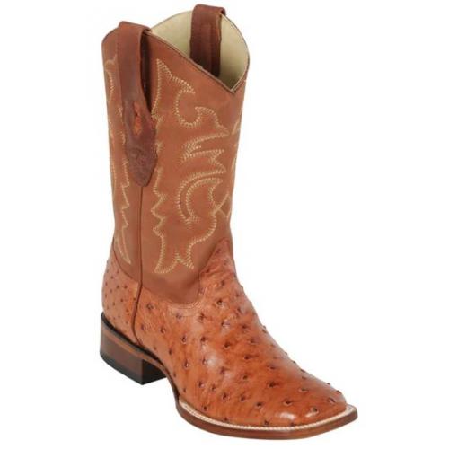 Los Altos Brandy Genuine Full Quill Ostrich Wide Square Toe Cowboy Boots 8220364