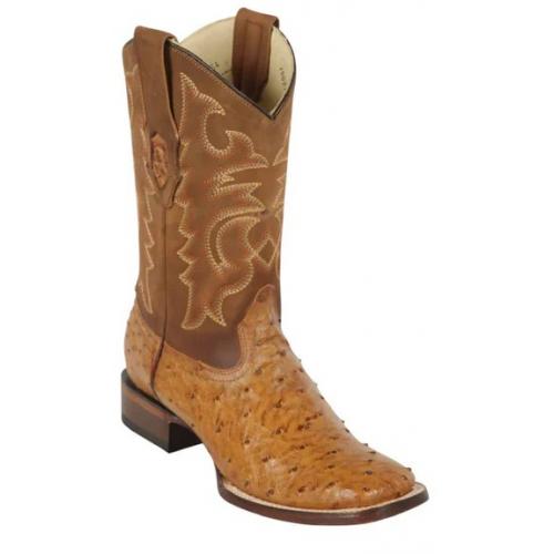 Los Altos Amber Genuine Full Quill Ostrich Wide Square Toe Cowboy Boots 8220354