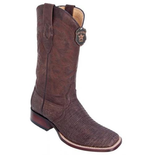 Los Altos Sanded Brown Genuine Teju Lizard Wide Square Toe Cowboy Boots 8220735