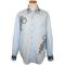 Manzini Sky Blue With Navy Blue Embroidered Emblem Long Sleeves 100% Cotton High-Collar Shirt MZ-69