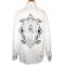 Manzini White With Black/Silver Grey Embroidered Skull Long Sleeves Button Down High-Collar 100% Cotton Shirt MZ-77