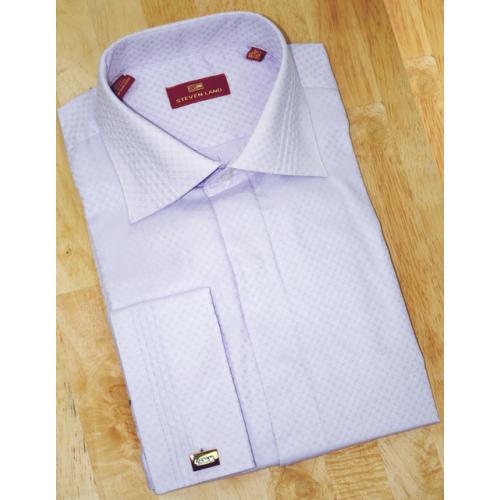 Steven Land Lavender Herringbone Design 100% Cotton Dress Shirt