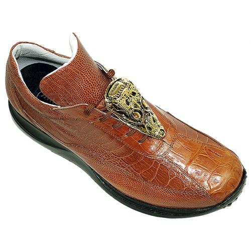 Mauri 8751 Cognac Genuine Alligator/Ostrich Casual Sneakers With Rhine ...