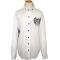 Manzini White With Black/Silver Grey Embroidered Cross Design Button Down High-Collar Long Sleeves 100% Cotton Shirt MZ-73