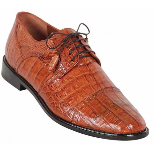 Los Altos Boots Cognac Genuine Caiman Hornback Dress Shoes ZV098203