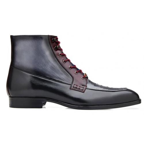 Belvedere "Greco" Black/Gray/Burgundy Genuine Genuine Ostrich Quill and Italian Leather Boots R79.