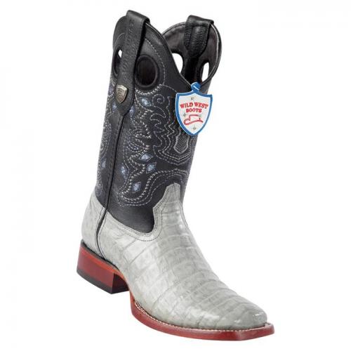 Wild West Gray Genuine Caiman Belly Square Toe Cowboy Boots 28248209