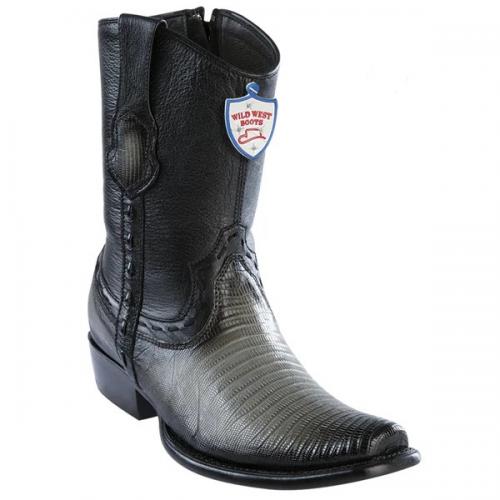 Wild West Faded Gray Genuine Teju Lizard Dubai Toe Cowboy Boots 279B0738