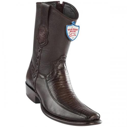 Wild West Faded Brown Genuine Teju Lizard With Deer Dubai Toe Cowboy Boots 279BF0716