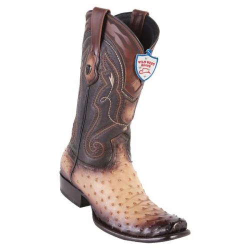 Wild West Faded Oryx Genuine Full Quill Ostrich Dubai Toe Cowboy Boots 2790315