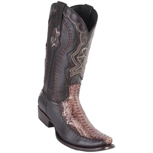 Wild West Rustic Brown Genuine Python Dubai Toe Cowboy Boots 279F5785