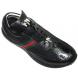 Mauri 8761 Black Genuine Crocodile And Nappa Leather/Mauri Fabric Casual Sneakers With Silver Mauri Crocodile Head