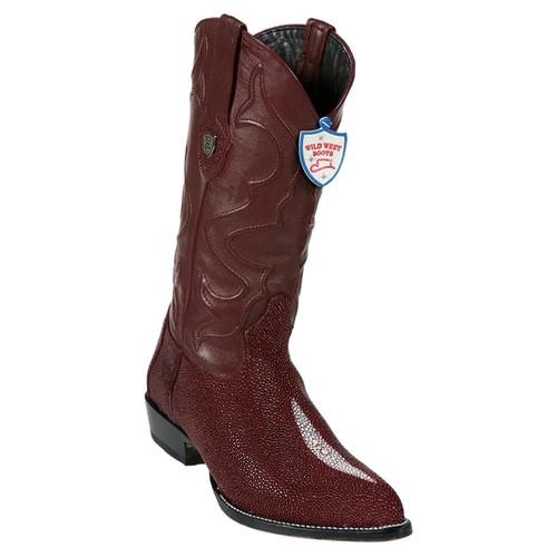 Wild West Burgundy Genuine Stingray J Toe Cowboy Boots 2991206