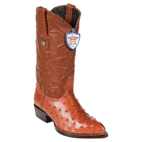 Wild West Cognac Genuine Ostrich J Toe Cowboy Boots 2990303