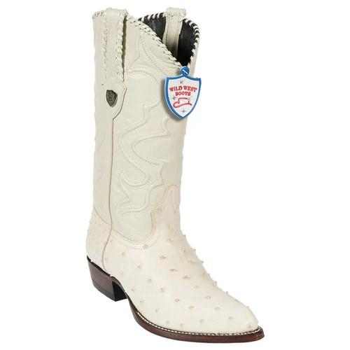 Wild West Winterwhite Genuine Full Quill Ostrich J Toe Cowboy Boots 2990304