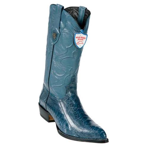 Wild West Blue Genuine Ostrich Leg J Toe Cowboy Boots 2990514