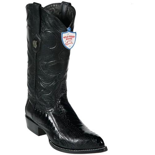 Wild West Black  Genuine Ostrich Leg J Toe Cowboy Boots 2990505