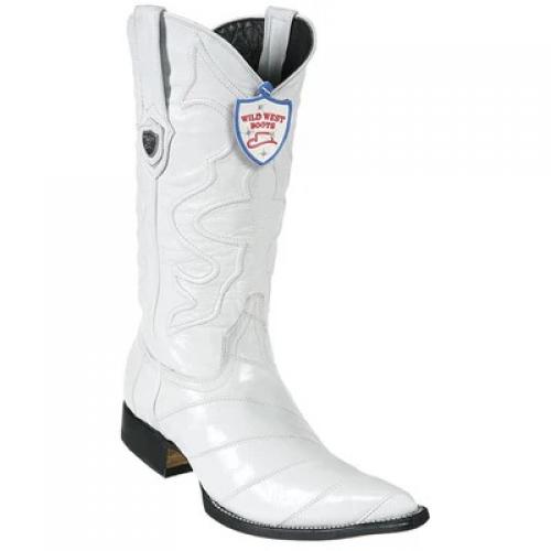 Wild West White Genuine Eel 3x Toe Cowboy Boots 2950828