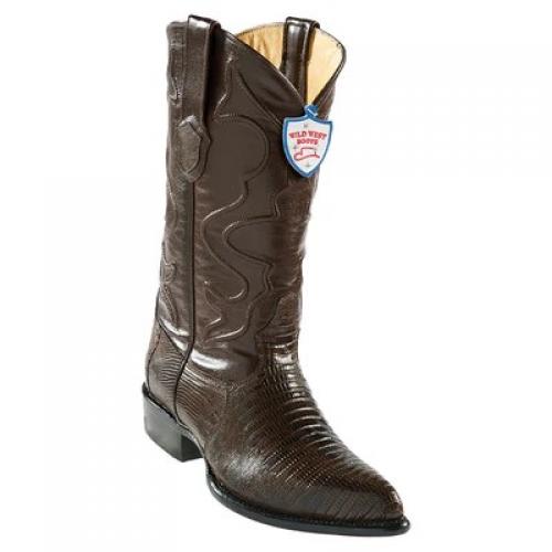 Wild West Brown Genuine Teju Lizard J Toe Cowboy Boots 2990707