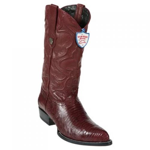 Wild West Burgundy Genuine Teju Lizard J Toe Cowboy Boots 2990706