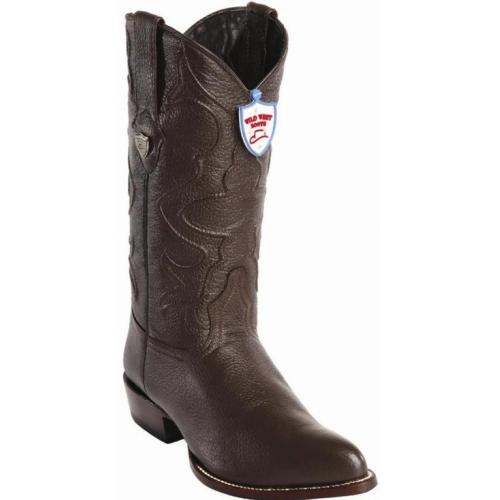 Wild West Brown Genuine Elk Leather J Toe Cowboy Boots 2995107