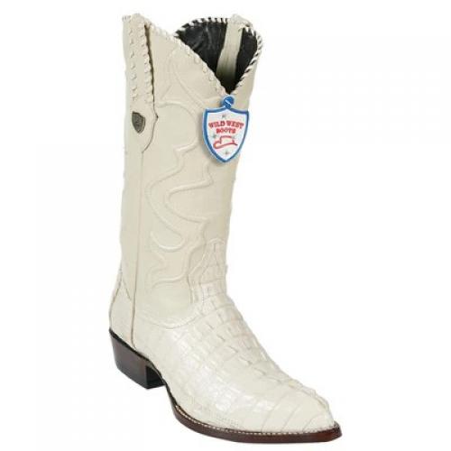 Wild West Winterwhite Genuine Caiman Tail J Toe Cowboy Boots 2990104