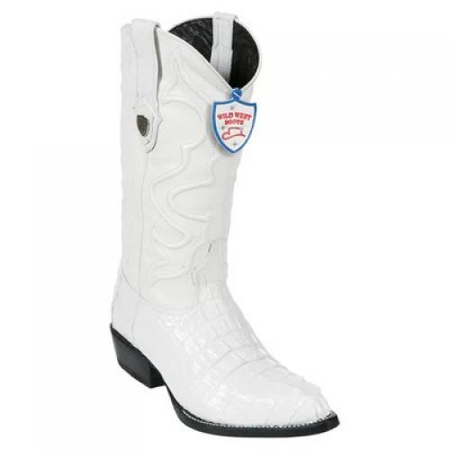 Wild West Winterwhite Genuine Caiman Tail J Toe Cowboy Boots 2990128