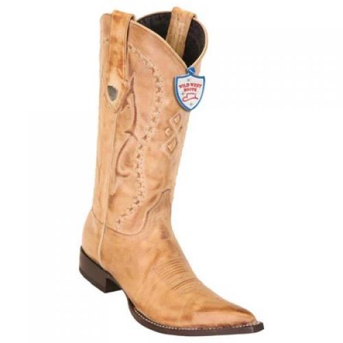 Wild West Cognac Genuine Leather 3x Toe Cowboy Boots 2953651