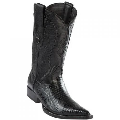 Wild West Black Genuine Lizard 3x Toe Cowboy Boots 2953505