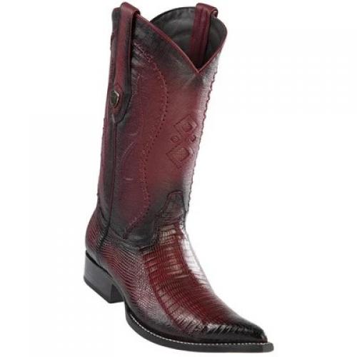 Wild West Faded Burgundy Genuine Lizard 3x Toe Cowboy Boots 2953543