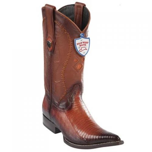 Wild West Faded Cognac Genuine Lizard 3x Toe Cowboy Boots 2953557