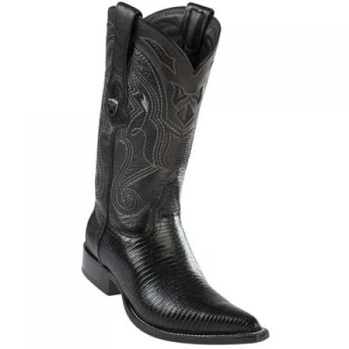 Wild West Black Genuine Lizard 3x Toe Cowboy Boots 2950605