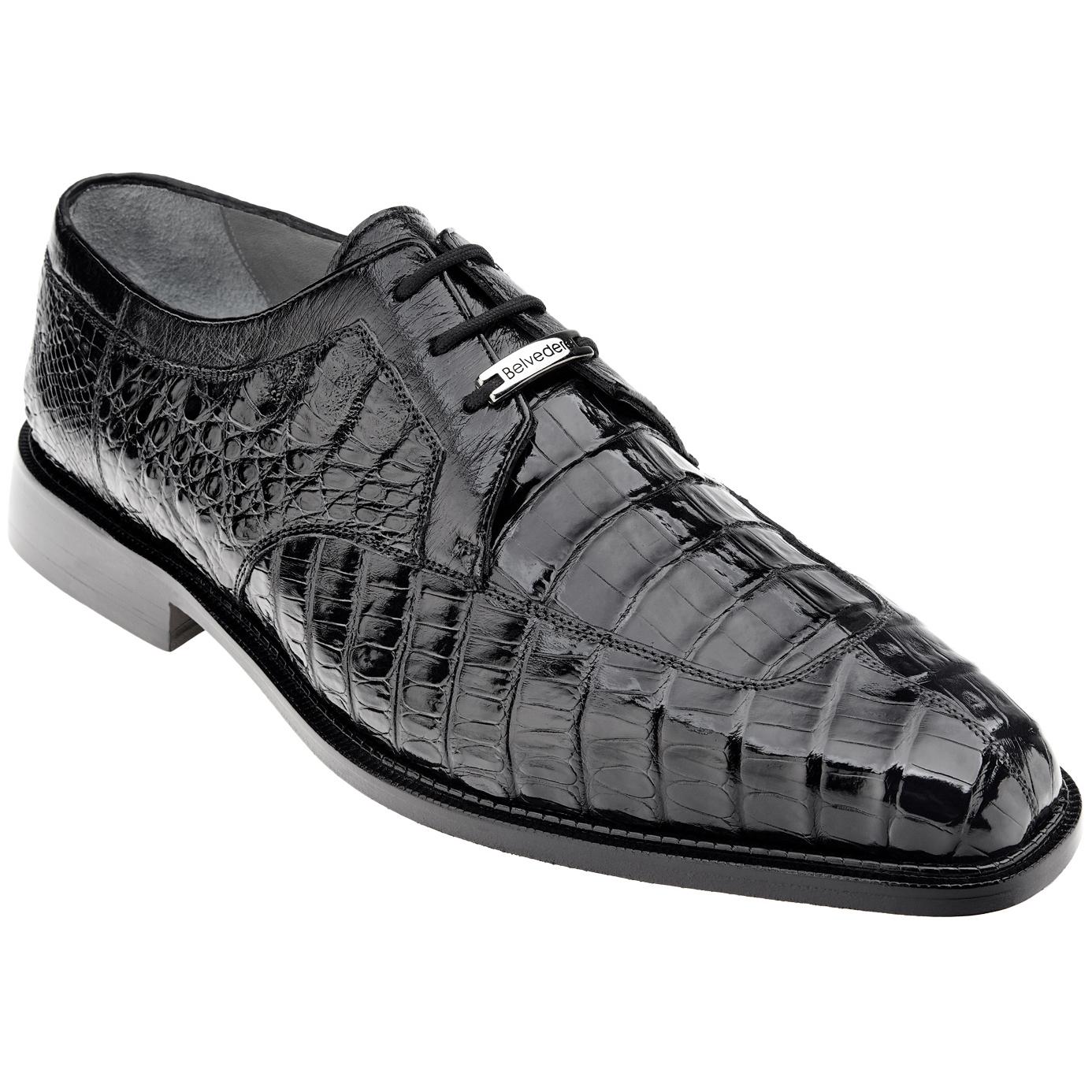  Belvedere  Susa Crocodile  Shoes  Black Upscale Menswear