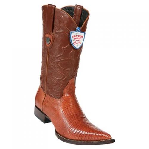 Wild West Cognac Genuine Teju Lizard 3x Toe Cowboy Boots 2950703