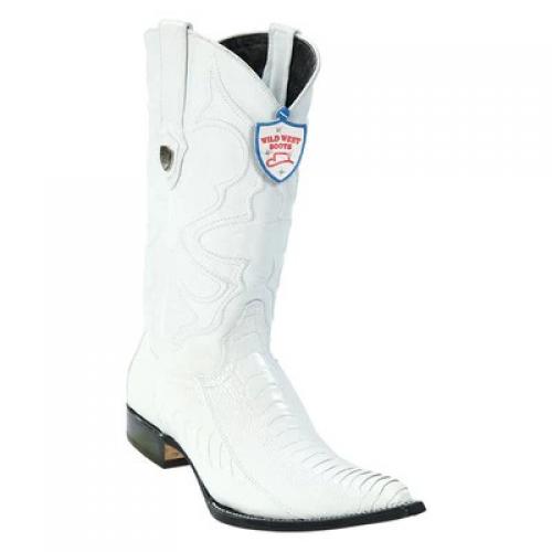 Wild West White Genuine Ostrich Leg 3x Toe Cowboy Boots 2950528