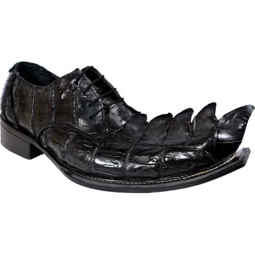 La Scarpa "Wicked 37" Black All-Over Hornback Crocodile With Giant Crocodile Tail Shoes