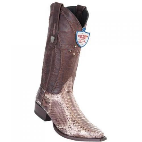 Wild West Rustic Brown Genuine Python Snip Toe Cowboy Boots 2945785